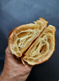 Fototapeta Perspektywa 3d - Homemade fresh baked delicious Croissant.