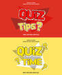 Editable text effect - Quiz Time and Quiz Tips 3d cartoon template style premium vector. Trendy color background	