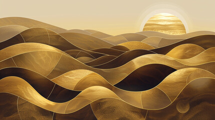 Poster - Rolling hills of gold set against earthy brown, capturing a sun's gentle caress.