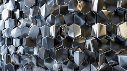 Poster - A silver wall with a pattern of squares