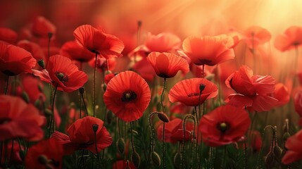 Wall Mural - The Fourteen Red Poppies