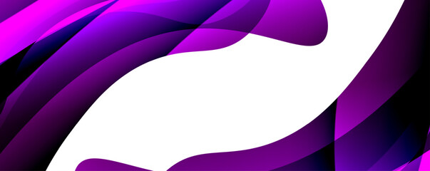 Poster - A white swirl stands out against a stunning purple and black abstract background, resembling a flower in full bloom. The petals of light purple, violet, pink, and magenta blend beautifully together