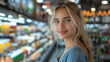 © aekkorn - Happy woman enjoying in grocery shopping at supermarket.