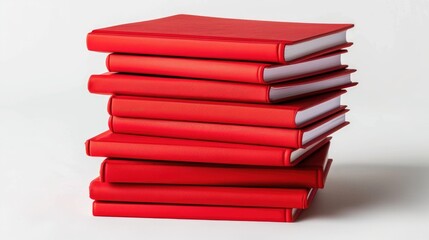 Poster - Books Stack with Red Cover on White Background