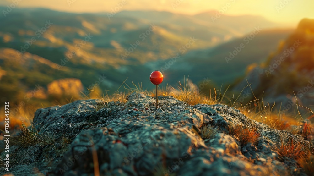 Photo Navigation Inspiring Adventure themed map with pin, exploring unknown territories ...