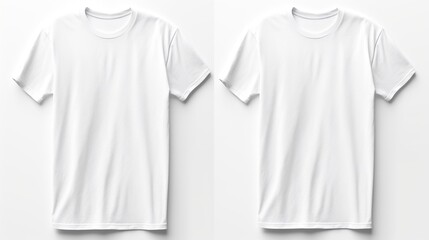 Wall Mural - Realistic blank white t-shirts mockup front isolated on white background.