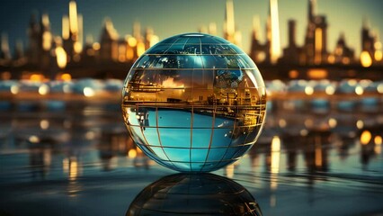 Poster - Abstract illustration of digital globe, concept of world integration and geopolitics, connecting the world