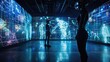 An immersive holographic display showcasing the latest advancements in augmented reality, with lifelike digital projections blending seamlessly with the physical environment.