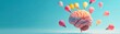 © sorrakrit - Cute brain in 3D cartoonstyle, juggling colorful idea bulbs, isolated on a skyblue canvas , 8K render