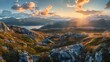 Nature panorama mountain landscape at sunset Norway  