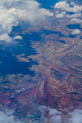 Wall Mural - window view of flying over landscape, america