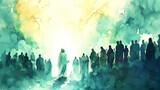 Fototapeta Psy - Digital Painting. Jesus appears to his followers