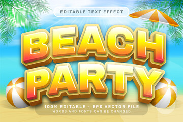 Poster - beach party 3d text effect and editable text effect with a beach background