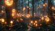 Glow: A mystical scene with glowing orbs floating in a dark forest