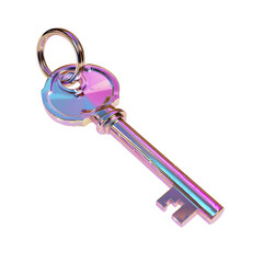 holographic sculpture of common key isolated on transparent background