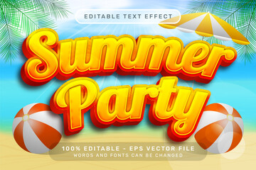 Poster - summer party 3d text effect and editable text effect with a beach background