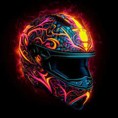 Wall Mural - A colorful helmet with a black face.