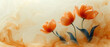 a three orange flowers that are on a white background