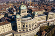 Bern, Switzerland: Aerial view of the Parliament building, the Bundeshaus in German, which is also the seat of the Swiss government