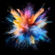 Color Powder Burst Frame, Colored Splash, Colorful Explosion and Frame, Abstract Generative AI Illustration
