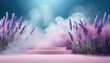 ai generative of hyper realistic of light stage with the lavender, pink clouds and other
