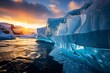 the arctic ocean with floating icebergs