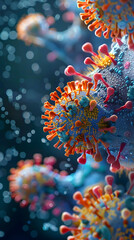 Poster - Intricate Viral Structures in Hyper-Detailed 3D Render with Cinematic Photographic Style on Isolated Background