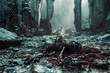 Ravenous Undead Scavengers Amid the Abandoned Ruins in Cinematic Photographic Style