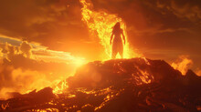 Volcanic Deity Rising From Lava Flows, Primordial Power, Earths Fury
