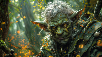 Goblin in the forest from fantasy story or game