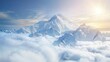 snowy mountains in the clouds, peak, foresight, sun, 16:9
