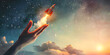 © samina - Businessman control rocket is launching and soar flying out from hand to sky for growth business, Fast business success, Startup business concept