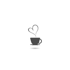 Sticker - Coffee and heart icon with shadow