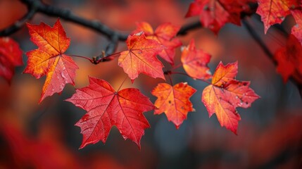 Wall Mural - Red maple during the fall season