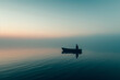 © bajita111122 - Fishing Boat in Misty Calm Sea.