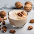 A glass of creamy walnut almond milk with a splash of honey2