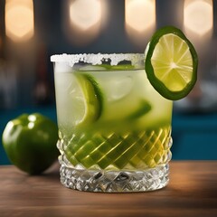 Canvas Print - A spicy margarita cocktail with jalapeño slices2