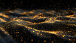 Gold particle streams on black, a desert night's mystery.
