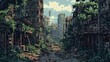 an old abandoned pixel art city