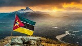 Fototapeta  - The Flag of Mozambique On The Mountain.