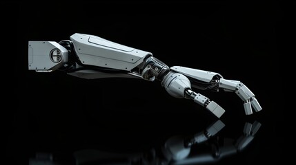 Aufkleber - Futuristic Robotic Arm in a Reflective Pose, Technology and Automation Concept, Modern Design, Dark Background. AI