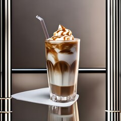 Wall Mural - A tall glass of iced coffee with milk2