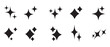 © StockSpectrum - Twinkle star shape symbols. Minimalist silhouette stars icon. Modern geometric elements, shining star icons, abstract sparkle black silhouettes symbol vector set. Used in web , templates in eps 10.