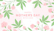 Mother's Day card, banner, poster, label, template or cover with flowers frame in pastel colors. Spring summer floral design. Vector illustration