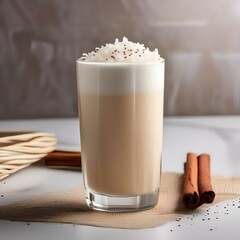 Canvas Print - A glass of creamy rice milk with a sprinkle of cinnamon4