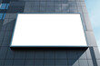 Horizontal billboard mockup on a modern building frontage. Generative ai