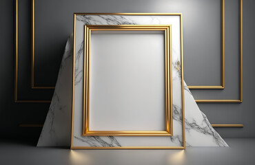 Aufkleber - Vertical gold frame in a contemporary interior mockup. Generative Ai