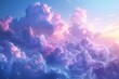 A serene sky featuring soft lavender stratospheric clouds gently floating across a pastel blue background, conveying a calm and peaceful evening