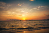 Fototapeta Góry - Sunset at Railay Beach with orange lights