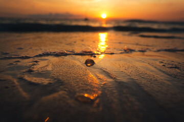 Wall Mural - Sunset at Railay Beach with orange lights